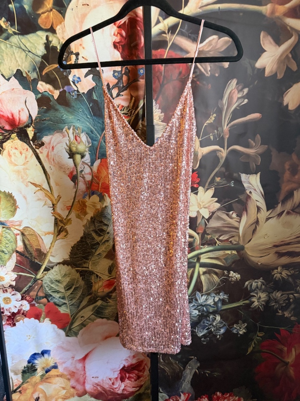 VICTORIAS SECRET Size L Sequin Slip Cocktail Dress in Rose Gold